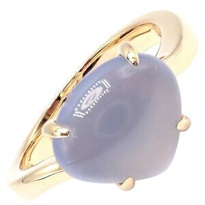 Authentic! Bvlgari 18k Yellow Gold Mediterranean Eden Chalcedony Ring Size 5.75